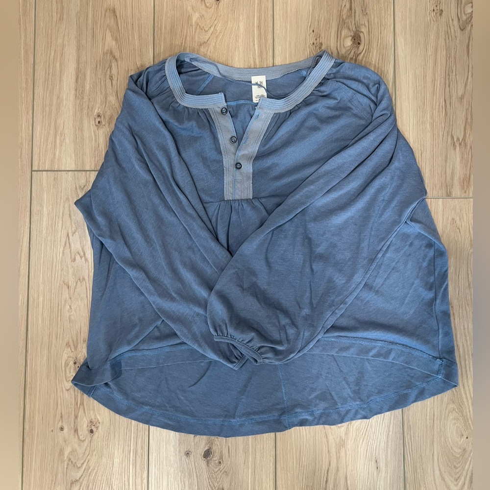 Free People - Blue Acadia Henley peasant top